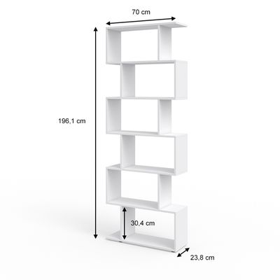 Bibliothèque / Étagère Vicco Fico 6 Niveaux - Blanc Et Sonoma - Séparez La Pièce Avec Style !