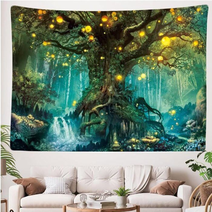 FANSU Tapisserie Murale Tissus, 3D Home Décorations Pour Salon Chambre à Coucher De Dortoir Tenture Couverture Tapestry Bohème Plage (150x200cm,Noël K