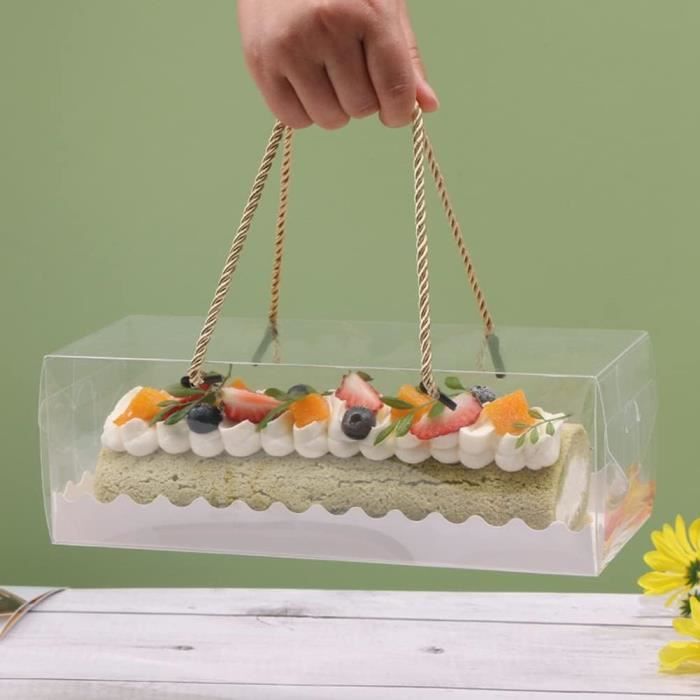 Boîtes à gâteaux en transparente avec poignée (lot de 25 Pièces)