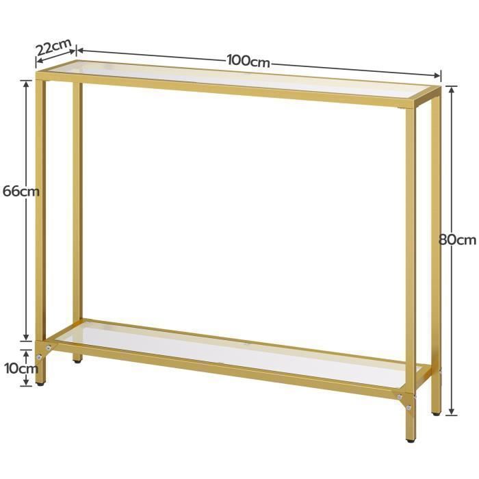 HOOBRO Table Console En Verre 100cm - Table D'Entrée Design Minimaliste Noir