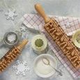HK1-02874Rouleau à pâtisserie en Noël embossage rouleau en bois sculpté outil 35cm Type A-3