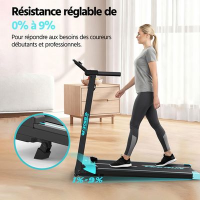 Tapis De Course Pliable VANNECT 6 En 1 - Pente Manuelle Jusqu'à 9% - Vitesse 1-12 Km/h - Moteur 2,75ch Silencieux - Charge Max 160 Kg - Avec écran LED Et App