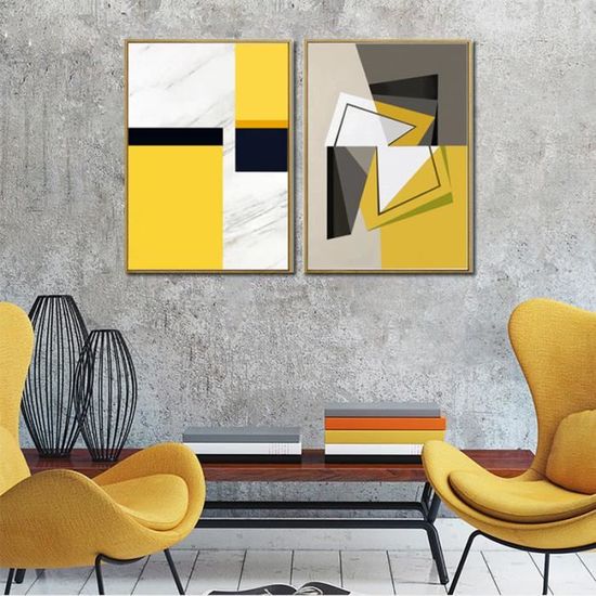 Toile 20 * 25cm Jiacheng29 Moderne géométrique Triangle sur Toile Poster  Pas de Cadre Peinture Art Chambre Décoration Murale comme sur limage  Décoration de la maison Accessoires de décoration