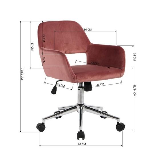 Fauteuil De Bureau Rose Reglable Pivotant Velours Metal Achat Vente Chaise De Bureau Velours Pieds En Metal Soldes Sur Cdiscount Des Le 20 Janvier Cdiscount
