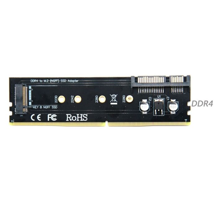 Adaptateur DDR4 Vers M.2 SATA Riser Memory DDR4 DIMM Vers M.2 NGFF SSD ...