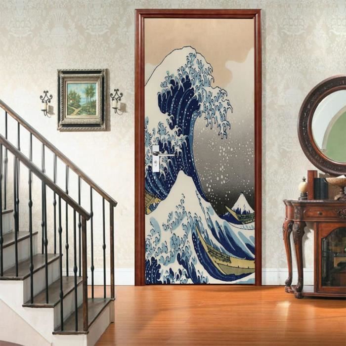 Papier peint peinture 3D vagues de mer I4607 peinture murale auto-adhésive  autoc