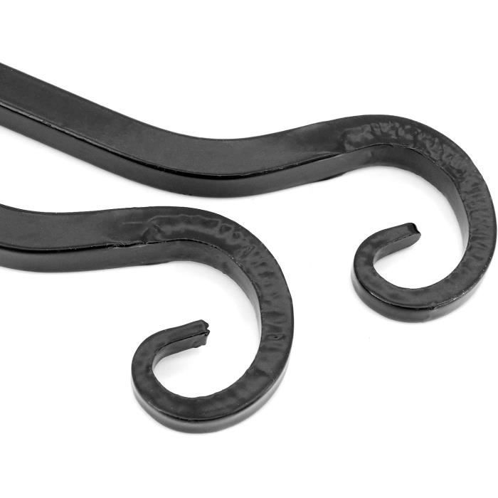 2 Pièces Supports Muraux Pour Paniers Suspendus - Crochets Solides En Fer Noir Pour Pots De Fleurs, Lanternes, Mangeoires Oiseaux - Idéal Jardin, Balcon, Terrasse