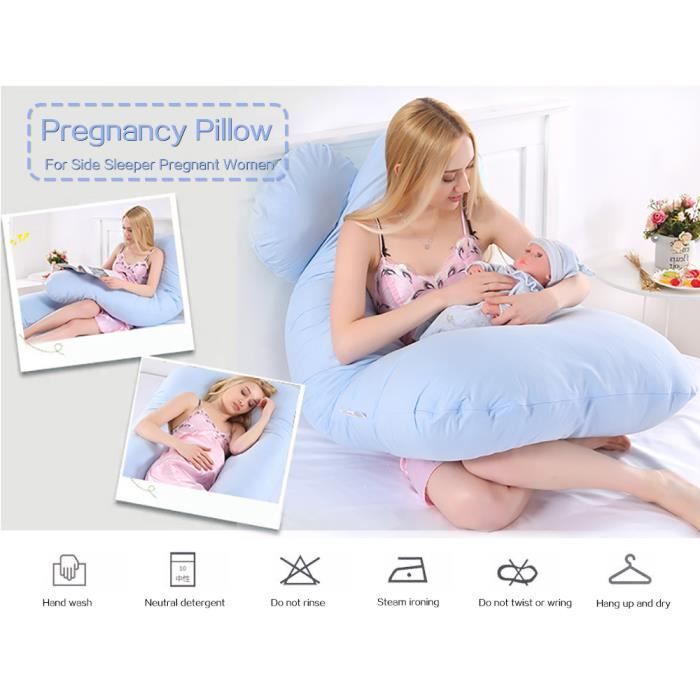 Oreiller De Grossesse 3 En 1 Forme C - Soutien Ventre Dos Hanches, Convertible En Coussin Allaitement Et Chaise Longue Bébé