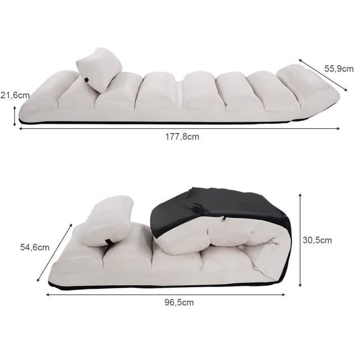 Fauteuil De Sol Pliable Avec Accoudoirs Et Réglage Tête/dossier/pieds - Charge 120 Kg, Dimensions Dépliées 196x72x19.5 Cm