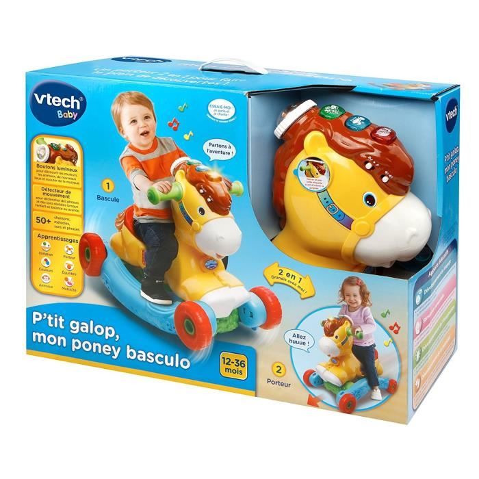 Porteur à Bascule P'tit Galop, Mon Poney Basculo 2en1 VTECH BABY  Parlant et Lumineux Multicolore