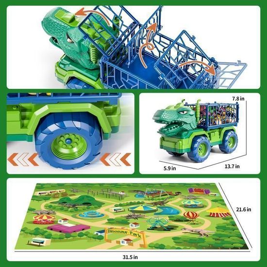 Camion de transport de dinosaures, ensemble de jeu d'animaux de camion