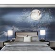 Papier Peint Panoramique Fleurs et oiseaux de lune Papier Peint 3D Tapisserie Murales Chambre Salon Décoration Murales 250x175cm-0