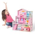 Maison de poupée en bois avec accessoires pour poupées entre 7 et 12 cm, douce grande maison de rêve-0