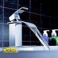 iDeko® Robinet Mitigeur de Lavabo laiton cascade Finition Chromée céramique avec flexible-0