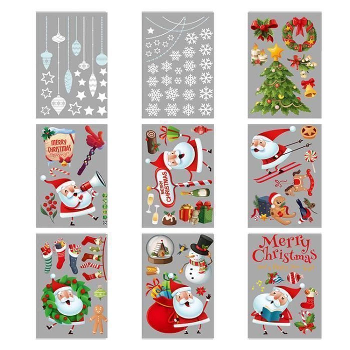 Autocollants Fenêtre Noël Lutins – Déco Réutilisable Pour Vitres Et Baies Vitrées
