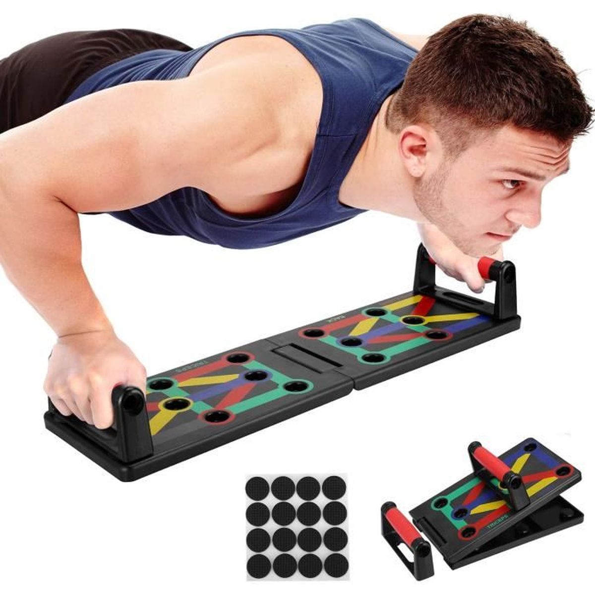 shoplease Push up Board Pliable Planche Pompes Multifonctionnelle avec Bandes de Résistance et Poignées de Pompes pour Fitness et Entraînement 12 en 1 Planche à Pompe Musculation shoplease Push up Board Pliable Planche Pompes Multifonctionnelle avec Bandes de Résistance et Poignées de Pompes pour Fitness et Entraînement 12 en 1 Planche à Pompe Musculation