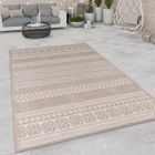 Paco Home Tapis Intérieur & Extérieur Balcon Cuisine Motif Boho Moderne Beige Blanc Cassé 150 cm carré