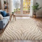 LIVABLISS Tapis de Salon à Poils Courts Doux Zébré Bohème CYBELE 120x170cm Gris/Beige