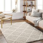 SURYA Tapis de Salon à Poils Longs Doux Shaggy Scandinave Bohème JANE 160x220cm Blanc Beige