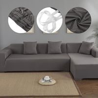 2pcs Housse de canapé de protection 3 + 2 places en L d'angle en polyester pour meubles de maison douce luxueuse - Gris