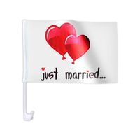 Lot de 10 drapeaux décoration cortège de mariage JUST MARRIED 'AFL-10B' drapeau voiture mariès Motif ballon de baudruche en forme de