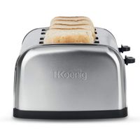 H.Koenig TOS14 Grille Pain Toaster 4 Tranches Fentes larges Inox vintage, 6 Niveaux de brunissage, Decongelation, Rapide et u
