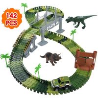 Circuit Voiture Dinosaure Flexible Electrique Jouet, pour Cadeau Jeux Educatif Enfant (142Pièces)