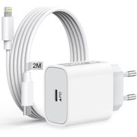 Chargeur Rapide iPhone USB C 20W avec 2M Câble,Chargeur USB C Prise ​Adaptateur Secteur USB C pour iPhone 14/14 Pro/14 Pro Max/ ect