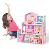Maison de poupée en bois avec accessoires pour poupées entre 7 et 12 cm, douce grande maison de rêve