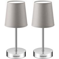 Monzana Set de 2 Lampe de table Taupe avec abat-jour lampe de chevet interrupteur E14 pour chambre salon décoration