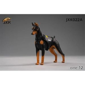 FIGURINE - PERSONNAGE JXK022A - JXK-Figurine de chien Dobermann à l'échelle 1:12, Figurine de guérison pour animaux de compagnie, J