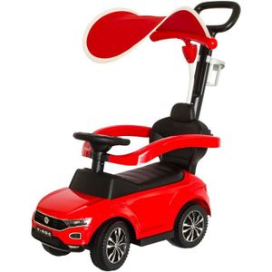 VEHICULE PORTEUR Porteur bébé VW rouge avec canne parentale et ombrelle