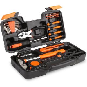 VALISETTE - MALLETTE Ensemble d'outils 39pcs, Mallette d'outils multifonction pour les travaux de la maison, Trousse d'outils à main, Orange