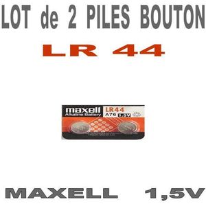 PILES Pile Bouton Alcaline Maxell LR44  X2