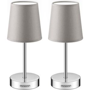 LAMPE A POSER Monzana Set de 2 Lampe de table Taupe avec abat-jo