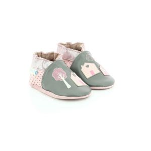 CHAUSSON - PANTOUFLE Chausson en cuir pour bébé fille - Robeez - Home Sweet Home - Gris