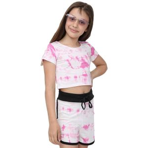 Ensemble de vêtements Enfants Tie Dye Crop Haut et Short Ensemble Rose V