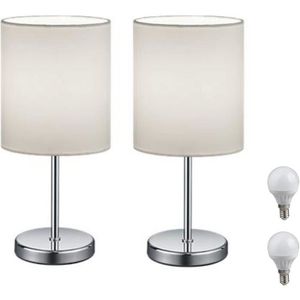 LAMPE A POSER Lampe de chevet LED avec abat-jour en tissu (blanc) pour chambre, salon, bureau, table d'appoint avec LED 3 W (2 lampes de table340