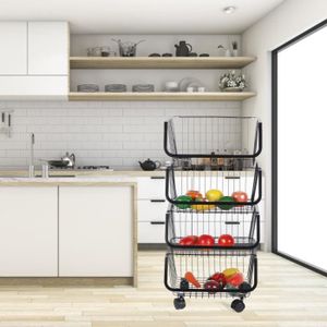 pour l/'organisation de la Cuisine 3 Niveaux la Chambre à Coucher pour Corbeille à Fruits Le Garage Noir Le Garde-Manger HUOLE Support d/'évier Amovible Noir la Salle de Bain