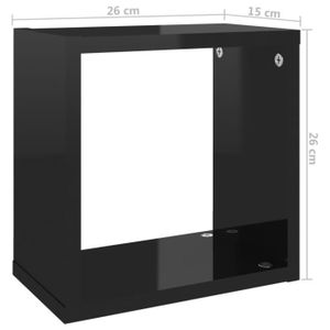 ETAGÈRE MURALE Étagères cube murales Noir brillant 26x15x26 cm - VINGVO - Salon - Contemporain - Design