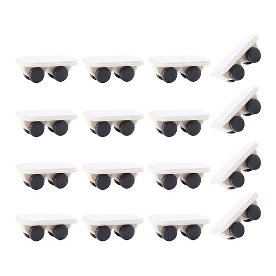 Lot 16 Mini Roues Pivotantes Adhésives | Plastique ABS Blanc, Billes Acier | Rotation 360°, Charge 3kg