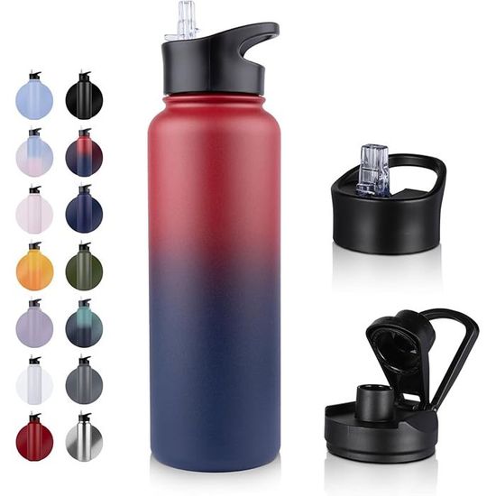 Gobelet à boire en acier inoxydable avec vide 360° et sortie d'eau, bouteille conique à double paroi