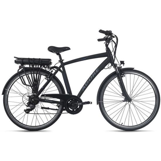 Aluminium Vélo électrique Homme ADORE Versailles 28''Ebike noir 250 Watt Li-Ion 36V/10,4 Ah 7 vitesses