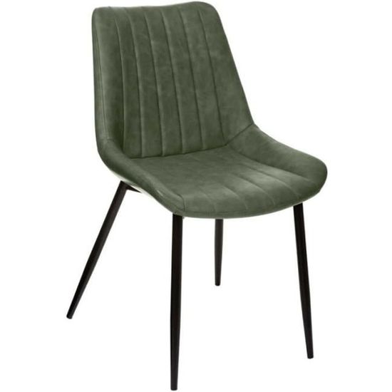 Chaise - ATMOSPHERA - Olwen - Effet cuir - Vert - Style scandinave et moderne