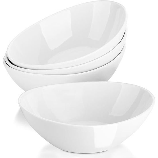 Table'Colors Lot De 6 Saladiers Blancs 3L Réutilisables - Micro-ondes Et Lave-vaisselle, Idéal Salades Et Repas