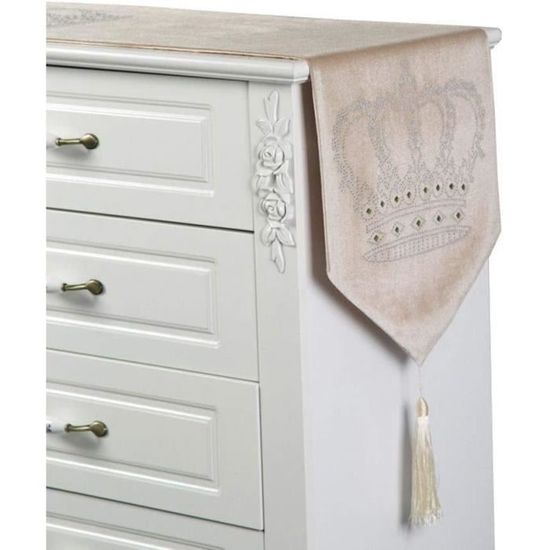 Snycler Chemin De Table 33 X 274 Cm Bleu Gris Dahlia Pinnata Moderne élégant Pompon Rustique Géométrique Centre De Table En Lin Blanc Décoration Pour Maison, Salle à Manger, Fête, Entrée