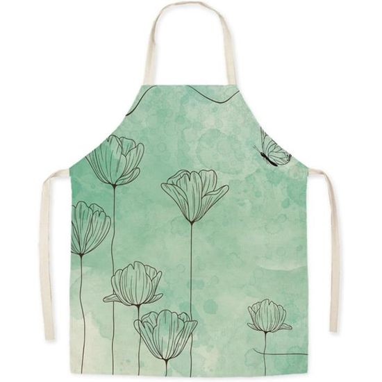 Tablier Femme En Coton Et Lin - Dos Croisé, Grandes Poches - Pour Cuisine, Pâtisserie, Jardinage