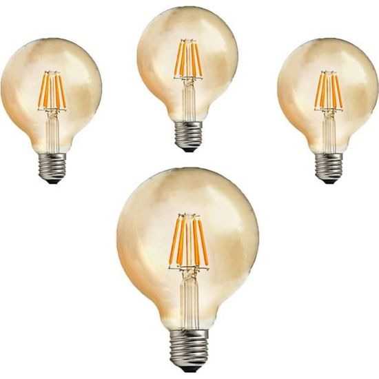 Lot de 4 Ampoules LED G80 E27 6W Vintage Rétro Filament de Rechange 60W  Blanc chaud 2200K 600lm Pas dimmable - Cdiscount Maison