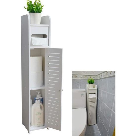 Aojezer Petit meuble d'angle de rangement avec portes et étagères pour salle de bain et lavabo Blanc A162