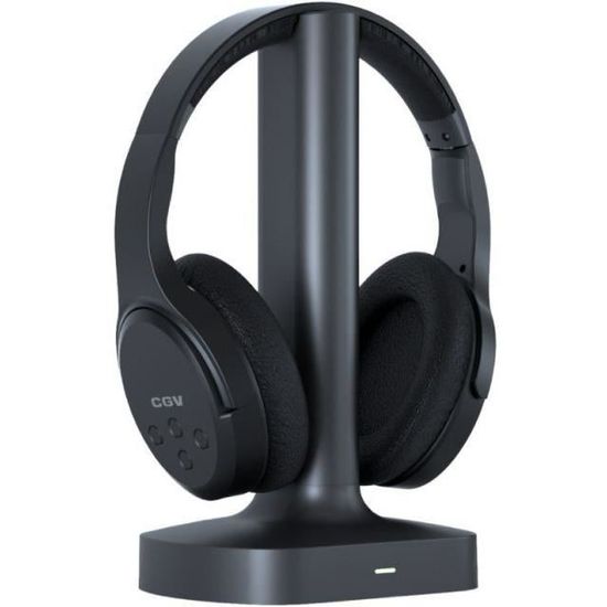 Casque TV Sans Fil HEL Prelude 2 Duo – 2 Casques + Station D’accueil, Transmission Numérique 2,4 GHz, Portée 80m